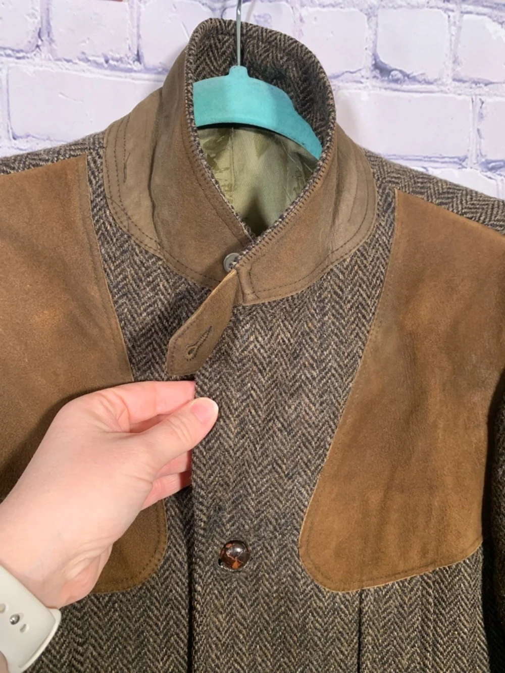 Eddie Bauer Mens VTG Tweed Herringbone Blazer Elbow Patches Brown Sz 38 Preppy